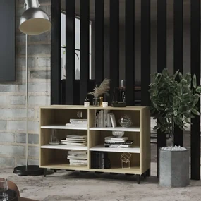 Credenza bianca e rovere sonoma 103,5x35x70 cm in truciolato