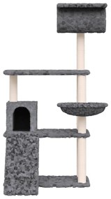 Albero per Gatti con Tiragraffi in Sisal Grigio Scuro 131 cm