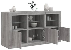 Credenza con luci led grigio sonoma 123x37x67 cm