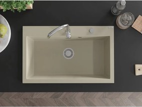 Mexen Elix lavello in granito 1-vasca 800 x 500 mm, beige, sifone cromato - 6527801005-69