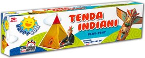 Tenda Indiana per Bambini 100x100x135 cm Struttura in Plastica Tubolare Gialla...
