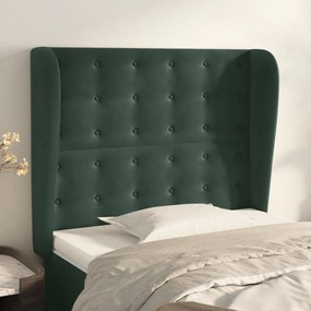 Testiera Ad Orecchio Verde Scuro 93x23x118/128 Cm İn Velluto /