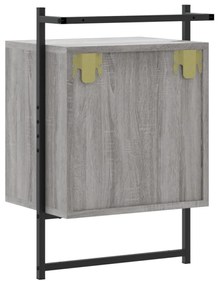 Comodini a Muro 2 pz Grigio Sonoma 40x30x61cm Legno Multistrato