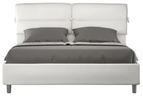 Letto matrimoniale senza rete imbottito 160x210 similpelle bianco Nandy
