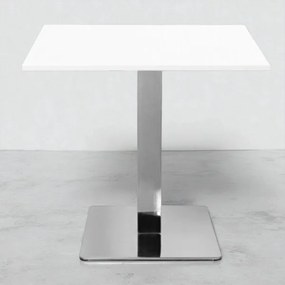 Tavolo bar pub ristorante 80x80 cm base argento e piano laminato Bianco Frassino H 75