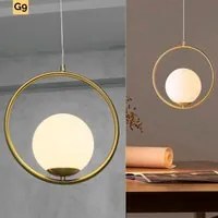 Lampadario bronzo sospensione LED cerchio pendente G9 paralume globo vetro luce tavolo cucina soggiorno ristorante 230V