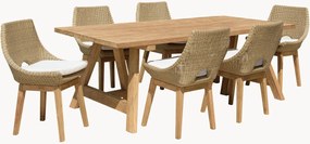 Set da pranzo da giardino in legno di teak Kally, set da 7