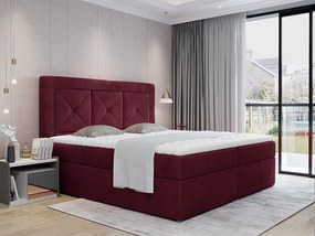 Letto matrimoniale boxspring Galizia - 160 x 200 cm , Tessuto rosso