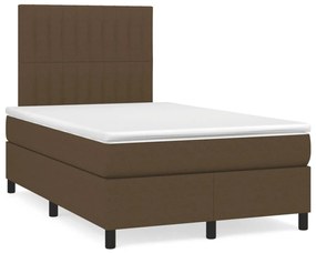 Letto a molle materasso e led marronescuro 120x190cm in tessuto