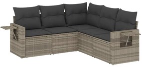 Set divano da giardino 5pz con cuscini grigio chiaro polyrattan