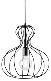 Sospensione Industrial-Minimal Ampolla-1 Metallo Nero 1 Luce E27