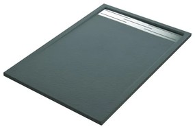 Piatto doccia SENSEA in resina Neo Metal Grid grigio L 80 x L 120 x H 3 cm opaco effetto pietra