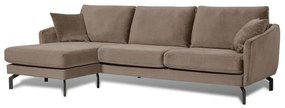 Divano angolare in velluto marrone-beige (angolo sinistro) Magic - Scandic