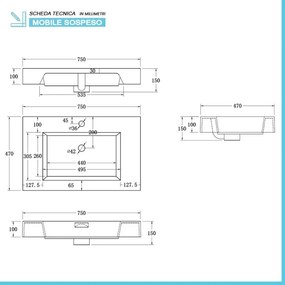 Mobile bagno a terra 75 cm nero con lavabo verde e specchio Kubic