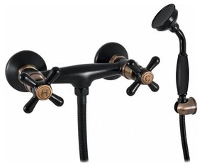 RAV Slezák MK180.5/1CMATSM - Set doccia con miscelatore MORAVA RETRO nero/ottone