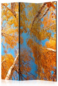Paravento Corone degli alberi autunnali (3 parti) - Foglie arancioni
