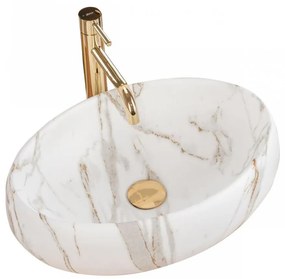 REA-U8568 - Lavabo da appoggio LINDA 34x48,5 cm ceramica/finitura effetto marmo