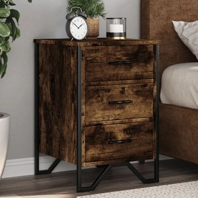 Comodino Rovere Fumo 40x41x60 Cm İn Legno Multistrato /