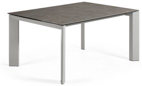 Kave Home - Tavolo allungabile Axis porcellana Vulcano Ceniza e gambe in acciaio grigio 160 (220) cm
