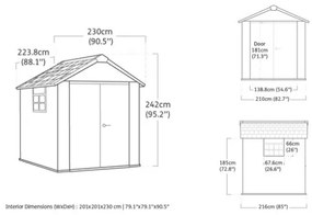 Casetta Da Giardino In Resina 229x223,5x242H Cm Oakland 757 Grigio Keter