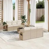 Set Divani da Giardino 7 pz con Cuscini Beige in Polyrattan 3219907