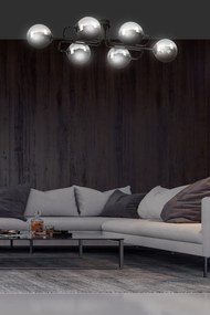 Lampadario da soffitto BRENDI 6 in acciaio e vetro 6xE14