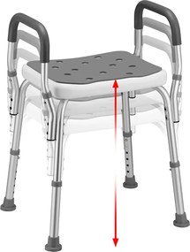 Sgabello da Doccia 6 Altezze Regolabili Sedia Bagno Antiscivolo Capacità 150 kg...