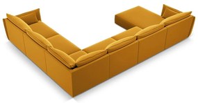 Divano angolare color senape (con penisola a destra/a U) con rivestimento in velluto Vanda – Mazzini Sofas