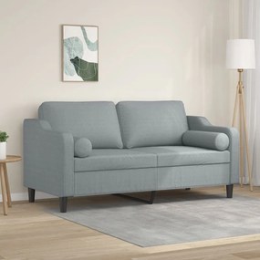 Divano A 2 Posti Con Cuscini Grigio Chiaro 140 Cm İn Tessuto /