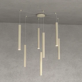 Sospensione Moderna Round Tube Metallo Sabbia 7 Luci Gu10