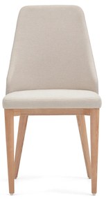 Kave Home - Sedia Rosie in ciniglia beige e gambe in legno massello di frassino finitura naturale