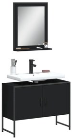 Set Mobili Da Bagno 2 Pz Nero İn Legno Multistrato /