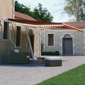 Tenda Automatica Sensore Vento E Led 400x300 Cm Arancio Marrone /