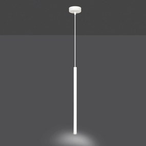 Lampadario 1 Luce Moderno Selter Acciaio Bianco E Paralume A Cilindro Sottile