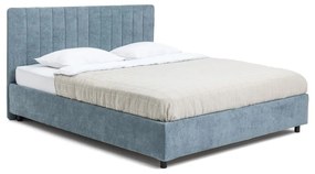 Letto matrimoniale imbottito blu con contenitore e rete inclusi 180x200 cm Myra Slim Line – Bonami Selection