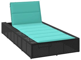 Lettino Prendisole Con Cuscino Galleggiante Nero İn Polyrattan /