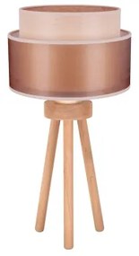 Duolla - Lampada da tavolo WOOD BOHO 1xE27/15W/230V diametro 25 cm rame/marrone/beige