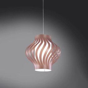 Sospensione Moderna 1 Luce Helios In Polilux Rosa Metallico H39 Made In Italy