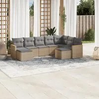 Set Divano da Giardino 9 pz con Cuscini Beige Misto Polyrattan 3226542