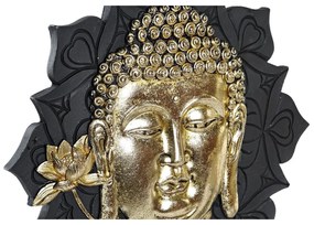 Statua Decorativa DKD Home Decor Nero Dorato Buddha MDF Resina (27 x 8 x 33,5 cm) (2 Unità)