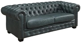 Divano chesterfield 3 posti 100% Pelle di bufalo Verderame - BRENTON