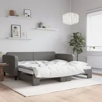 Divano Letto con Letto Estraibile Grigio Scuro 90x190cm Tessuto 3196827