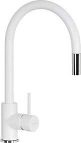 Rubinetto da cucina con doccetta a collo di cigno Aquastar bianco verniciato SCHOCK