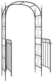 Arco da Giardino con Cancello Nero 108x45x235 cm Acciaio