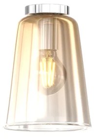 Plafoniera Contemporanea Shaded Metallo Cromo Vetro Ambra 1 Luce E27