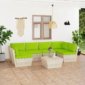 Set divani da giardino su pallet 7 pz con cuscini legno abete