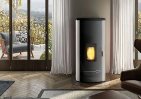 Palazzetti Mirella Idro 10 Stufa A Pellet ad acqua ecofire con top in ghisa e acciaio Bianco