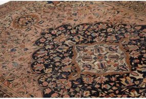 Antik Medaglione Floreale Rosa Antico Blu Scuro 128x200 Cm