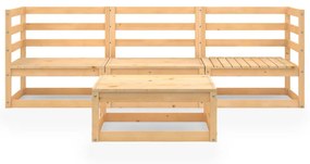 Set divani da giardino 4 pz in legno massello di pino