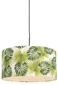 Lampada a sospensione botanica nera con paralume a foglia 50 cm - Combi 1